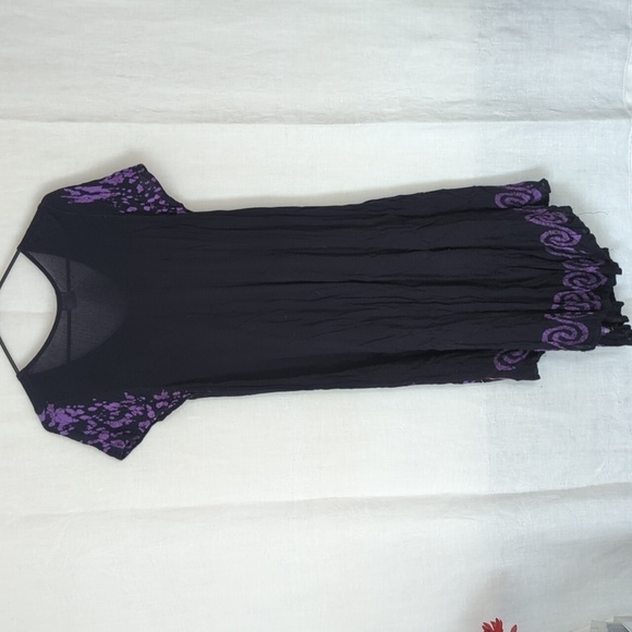 🍉 ASHA Black Purple Flowy Midi Dress One Size - Picture 6 of 6
